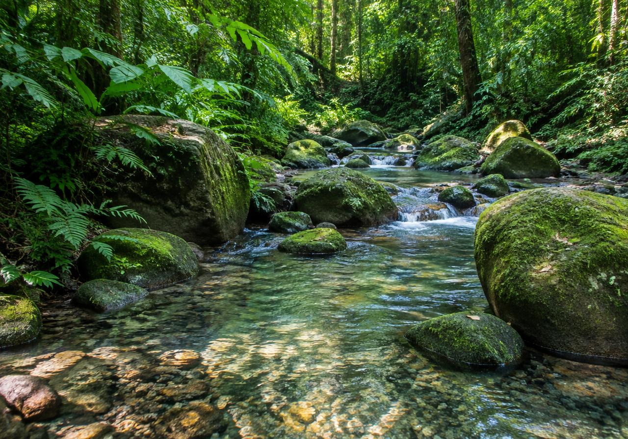 Quebrada entre piedras en la reserva ecológica